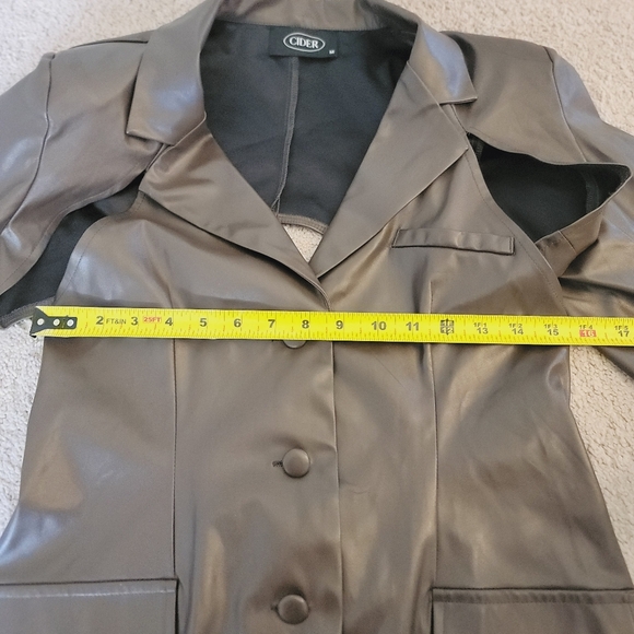Cider Brown Faux Leather Cutout Blazer - Picture 7 of 9